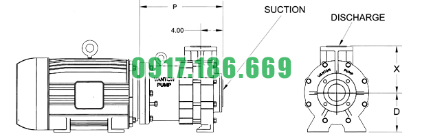 kích thước bơm hoá chất nhựa pvdf đặc nóng